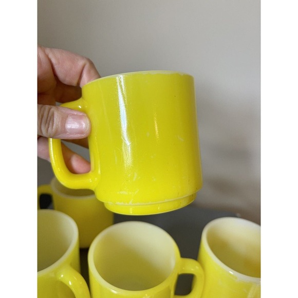 Vintage Glasbake Milk Glass Retro Coffee Mug Bright Yellow Lot 5 - Picture 12 of 14
